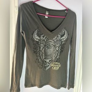 Sturgis Buffalo Chip long sleeved V neck Tshirt by Hot Leathers